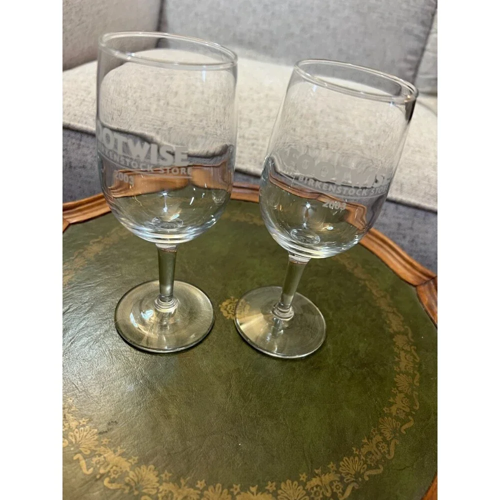 Footwise Birkenstock Store 2003 Stem Wine Glasses Pair – New